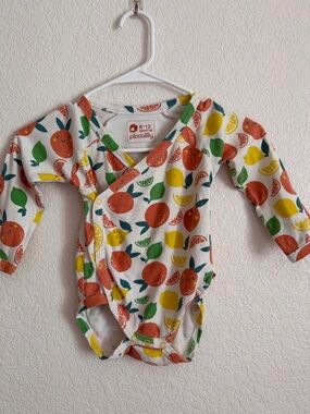 Piccalilly Organic Cotton Citrus Wrap Bodysuit 6–12 Months